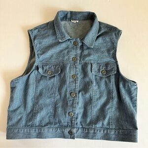 Vintage FSTOP Blue Cotton Denim Vest XL‎ Made in USA Button Front